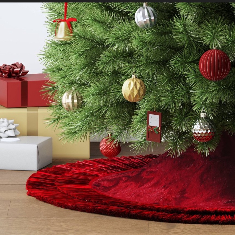 Festive Red Christmas Tree Skirt